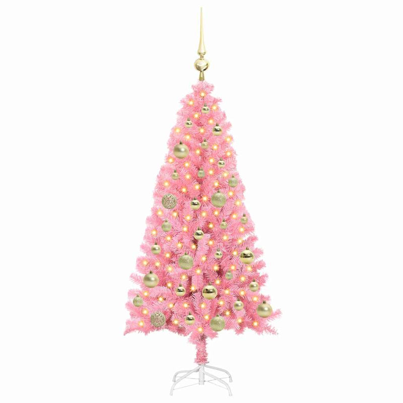 vidaXL Karácsonyfa 150 LED-del állvánnyal Rózsaszín 120 cm PVC
