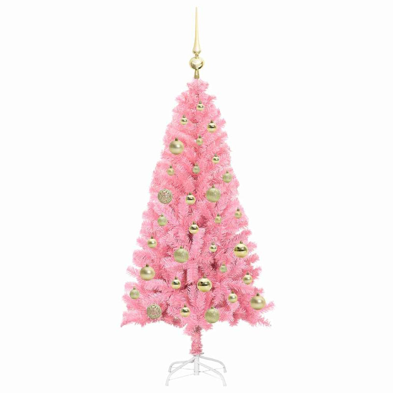 vidaXL Karácsonyfa 150 LED-del állvánnyal Rózsaszín 120 cm PVC