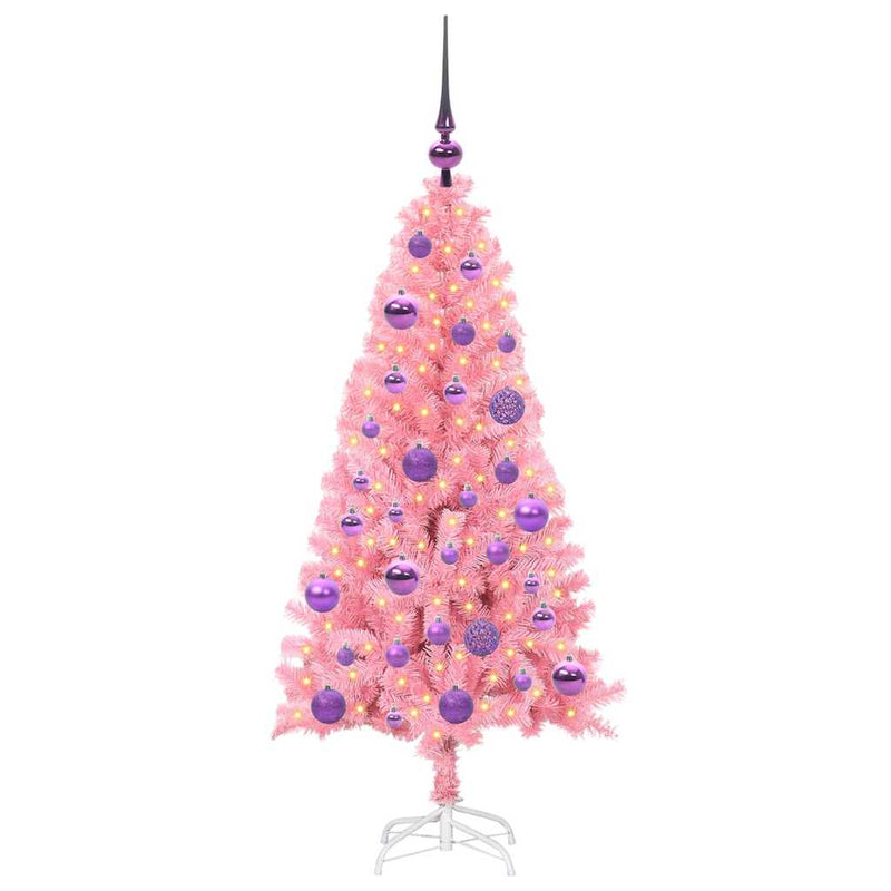 vidaXL Karácsonyfa 150 LED-del állvánnyal Rózsaszín 120 cm PVC