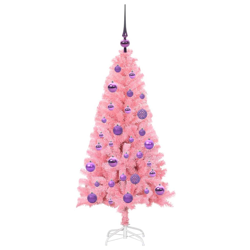 vidaXL Karácsonyfa 150 LED-del állvánnyal Rózsaszín 120 cm PVC