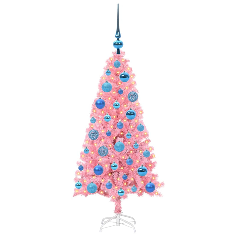 vidaXL Karácsonyfa 150 LED-del állvánnyal Rózsaszín 120 cm PVC