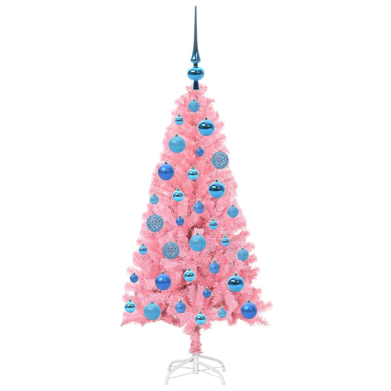 vidaXL Karácsonyfa 150 LED-del állvánnyal Rózsaszín 120 cm PVC