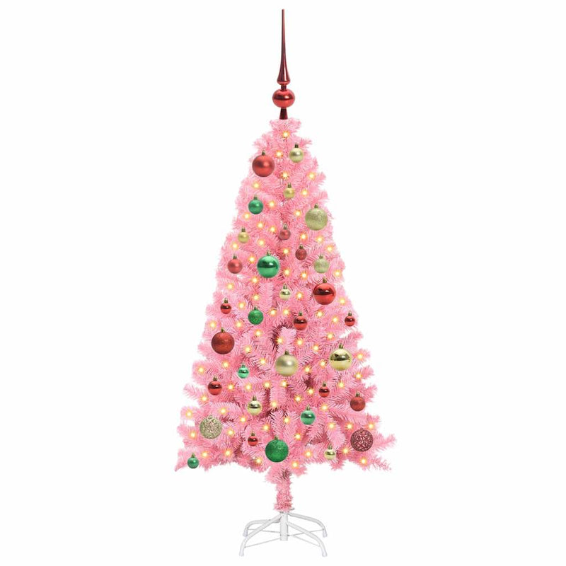 vidaXL Karácsonyfa 150 LED-del állvánnyal Rózsaszín 120 cm PVC