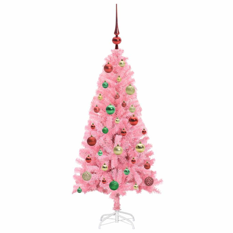 vidaXL Karácsonyfa 150 LED-del állvánnyal Rózsaszín 120 cm PVC