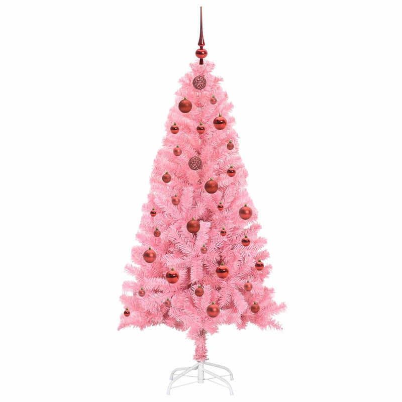 vidaXL Karácsonyfa 150 LED-del állvánnyal Rózsaszín 150 cm PVC