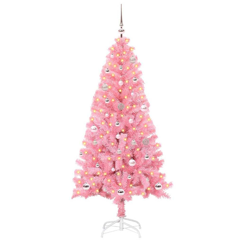 vidaXL Karácsonyfa 150 LED-del állvánnyal Rózsaszín 150 cm PVC