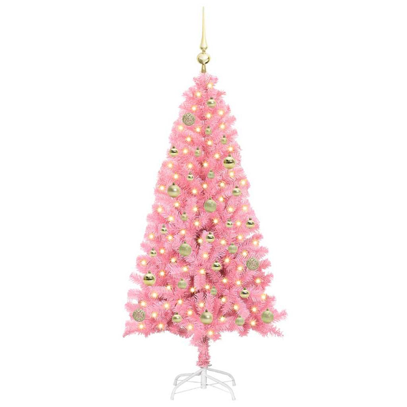 vidaXL Karácsonyfa 150 LED-del állvánnyal Rózsaszín 150 cm PVC