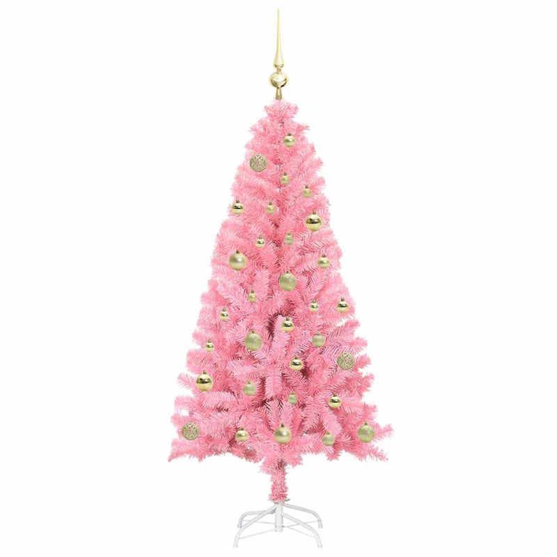 vidaXL Karácsonyfa 150 LED-del állvánnyal Rózsaszín 150 cm PVC