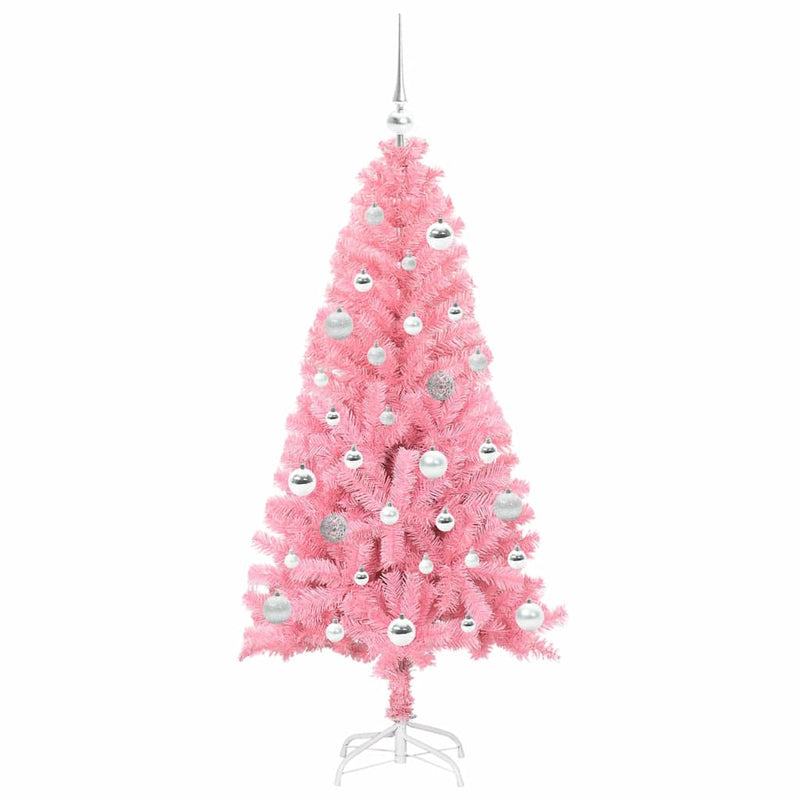 vidaXL Karácsonyfa 150 LED-del állvánnyal Rózsaszín 150 cm PVC