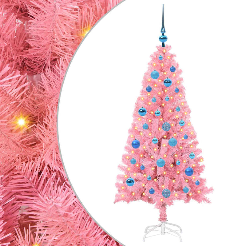 vidaXL Karácsonyfa 150 LED-del állvánnyal Rózsaszín 150 cm PVC
