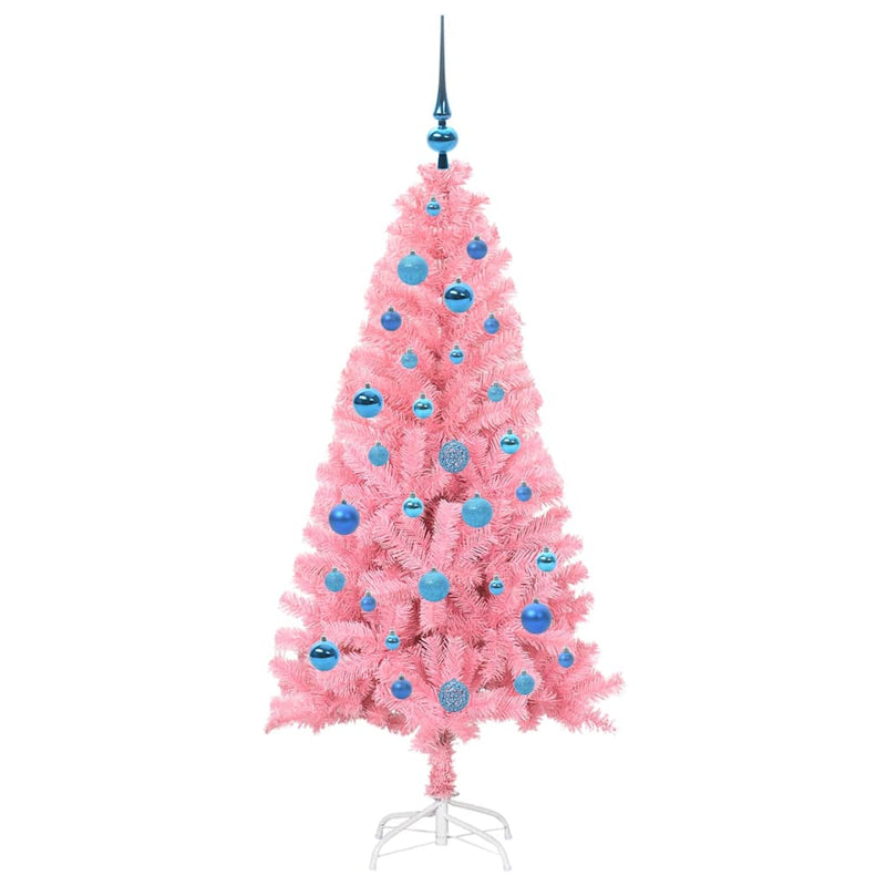 vidaXL Karácsonyfa 150 LED-del állvánnyal Rózsaszín 150 cm PVC