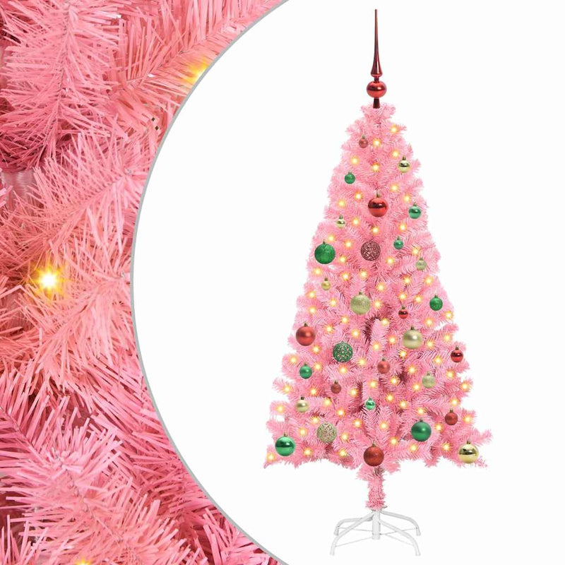 vidaXL Karácsonyfa 150 LED-del állvánnyal Rózsaszín 150 cm PVC