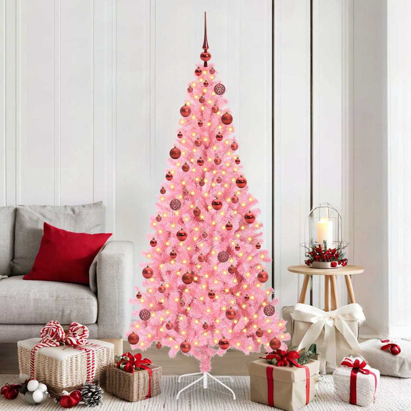 vidaXL Karácsonyfa 300 LED-del állvánnyal Rózsaszín 180 cm PVC