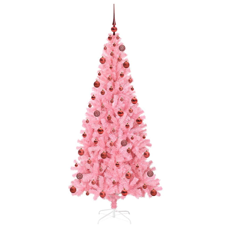 vidaXL Karácsonyfa 300 LED-del állvánnyal Rózsaszín 180 cm PVC