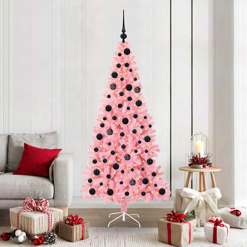 vidaXL Karácsonyfa 300 LED-del állvánnyal Rózsaszín 180 cm PVC