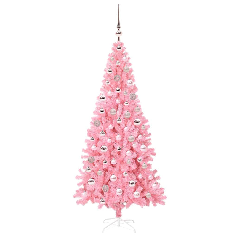 vidaXL Karácsonyfa 300 LED-del állvánnyal Rózsaszín 180 cm PVC