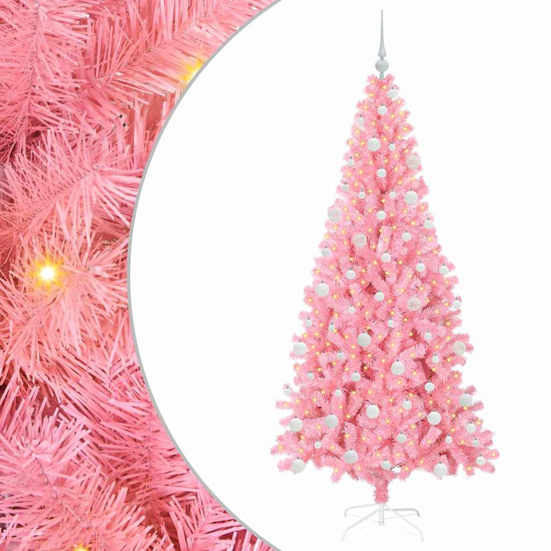 vidaXL Karácsonyfa 300 LED-del állvánnyal Rózsaszín 180 cm PVC