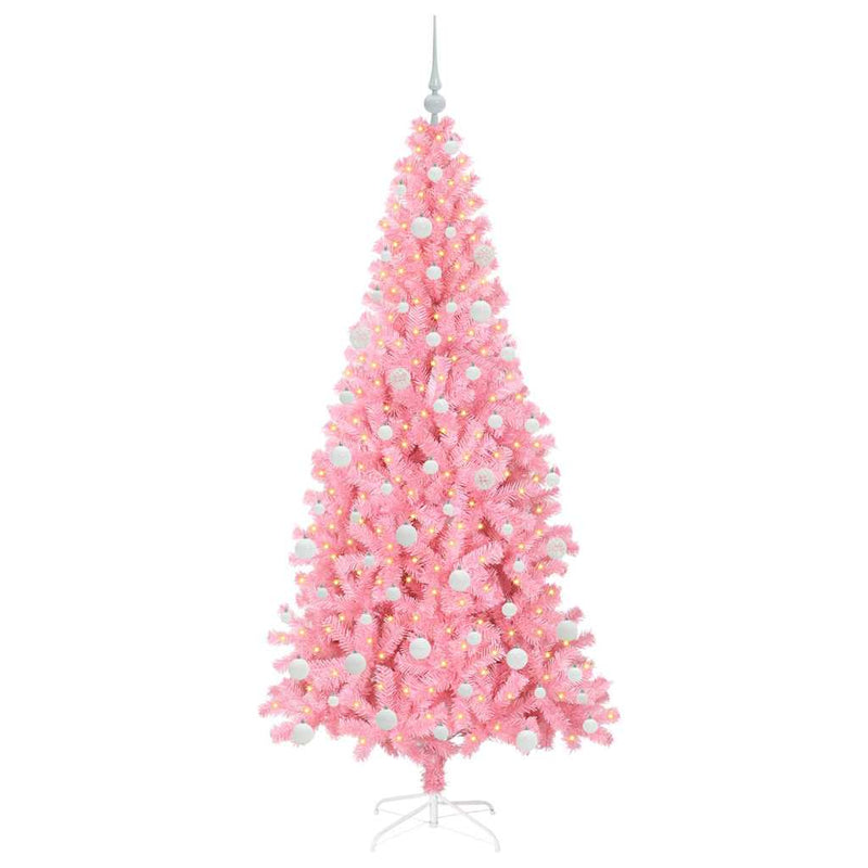 vidaXL Karácsonyfa 300 LED-del állvánnyal Rózsaszín 180 cm PVC