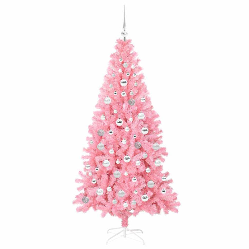 vidaXL Karácsonyfa 300 LED-del állvánnyal Rózsaszín 180 cm PVC