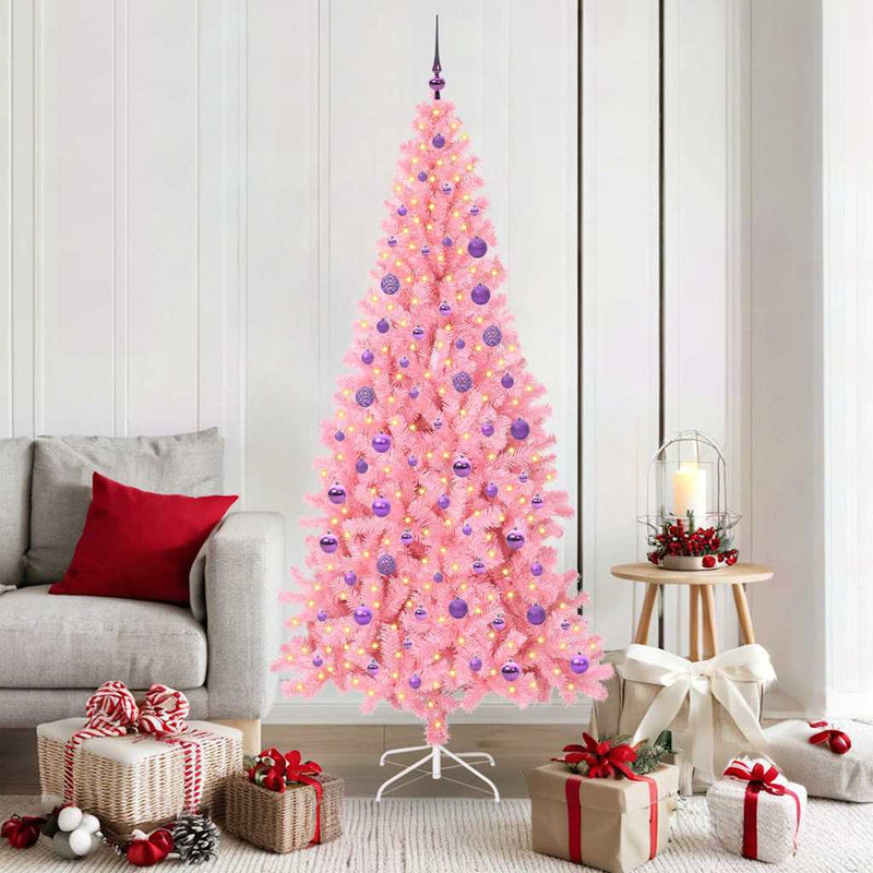 vidaXL Karácsonyfa 300 LED-del állvánnyal Rózsaszín 180 cm PVC