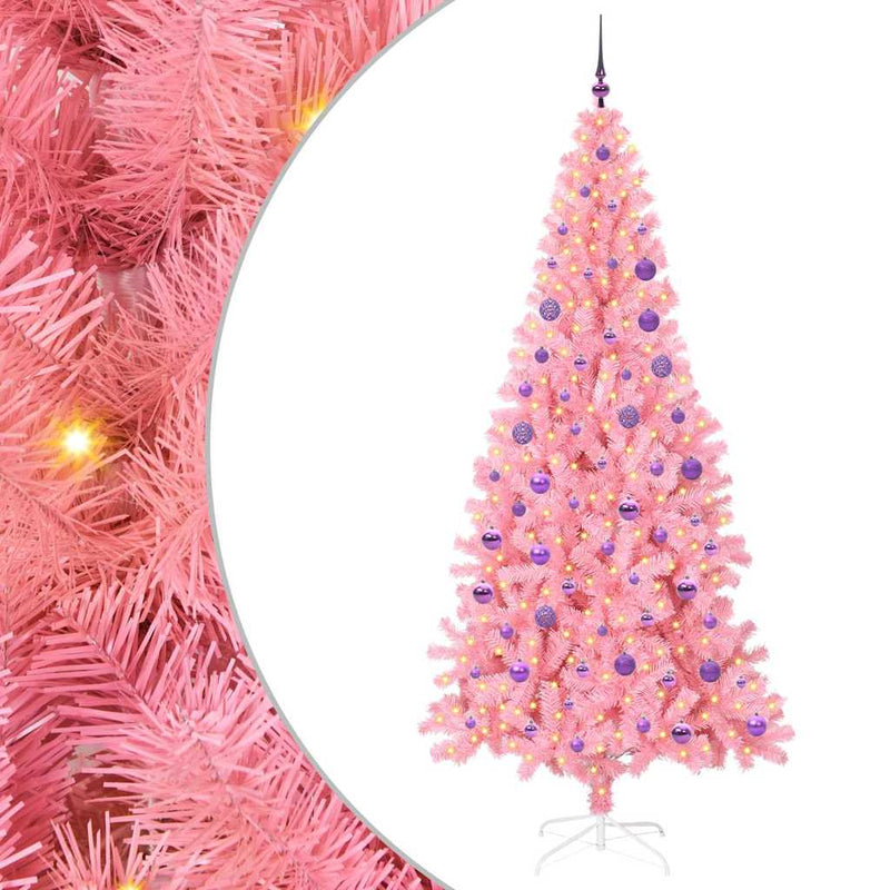 vidaXL Karácsonyfa 300 LED-del állvánnyal Rózsaszín 180 cm PVC