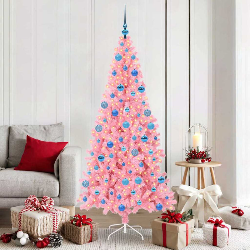 vidaXL Karácsonyfa 300 LED-del állvánnyal Rózsaszín 180 cm PVC