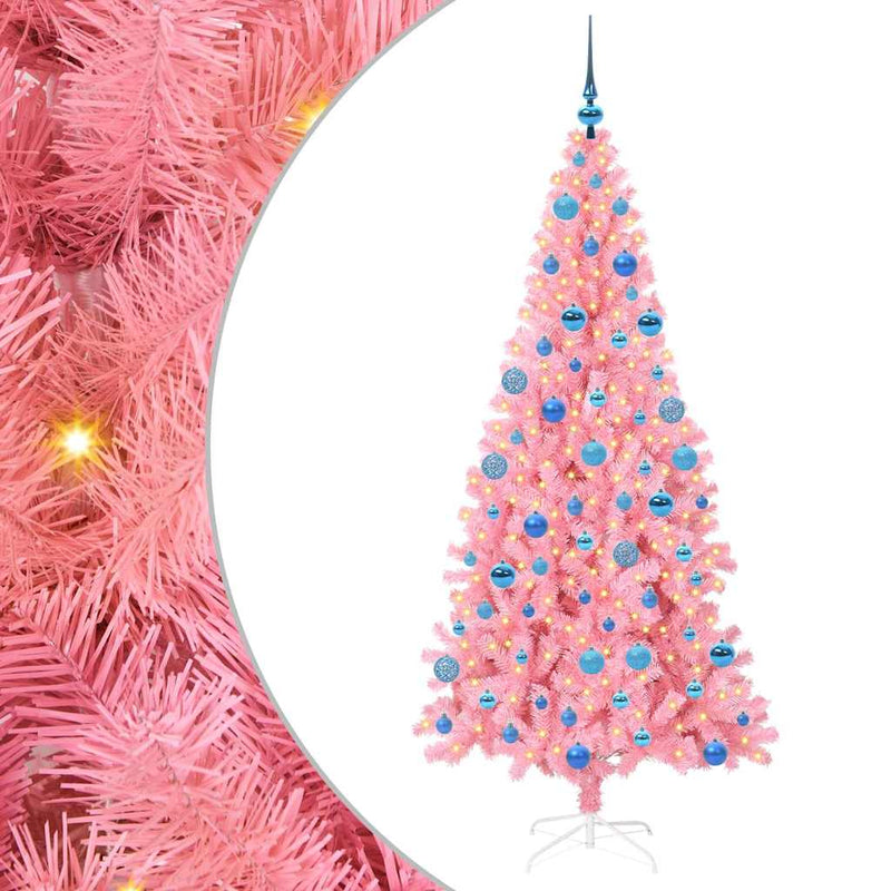 vidaXL Karácsonyfa 300 LED-del állvánnyal Rózsaszín 180 cm PVC