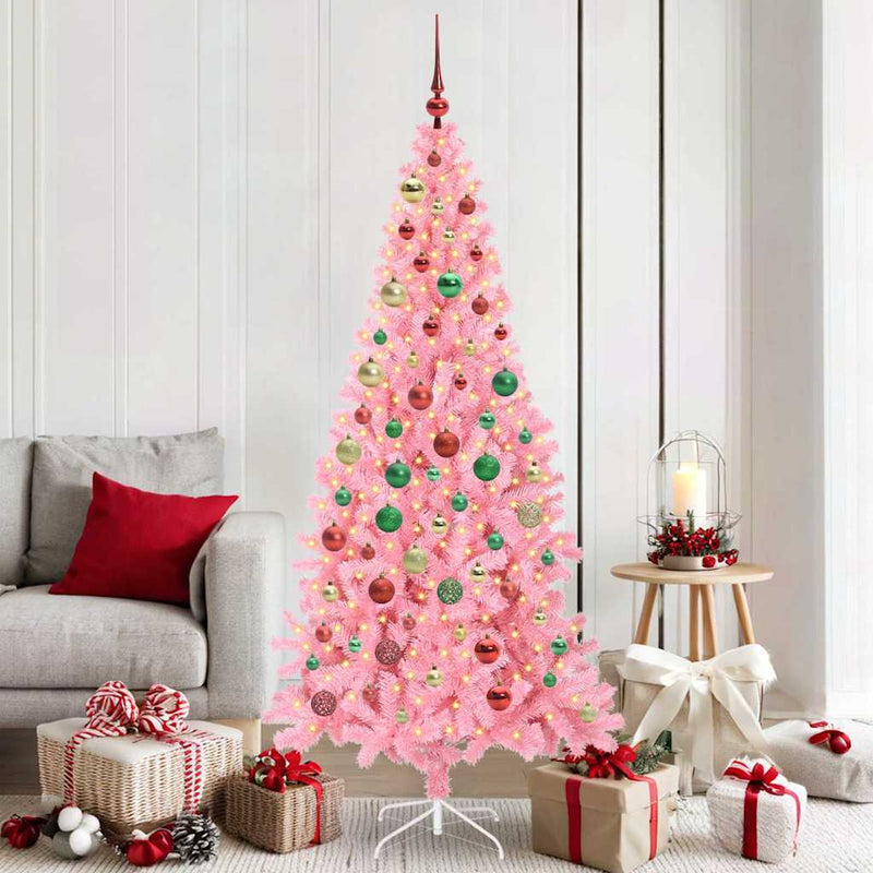 vidaXL Karácsonyfa 300 LED-del állvánnyal Rózsaszín 180 cm PVC
