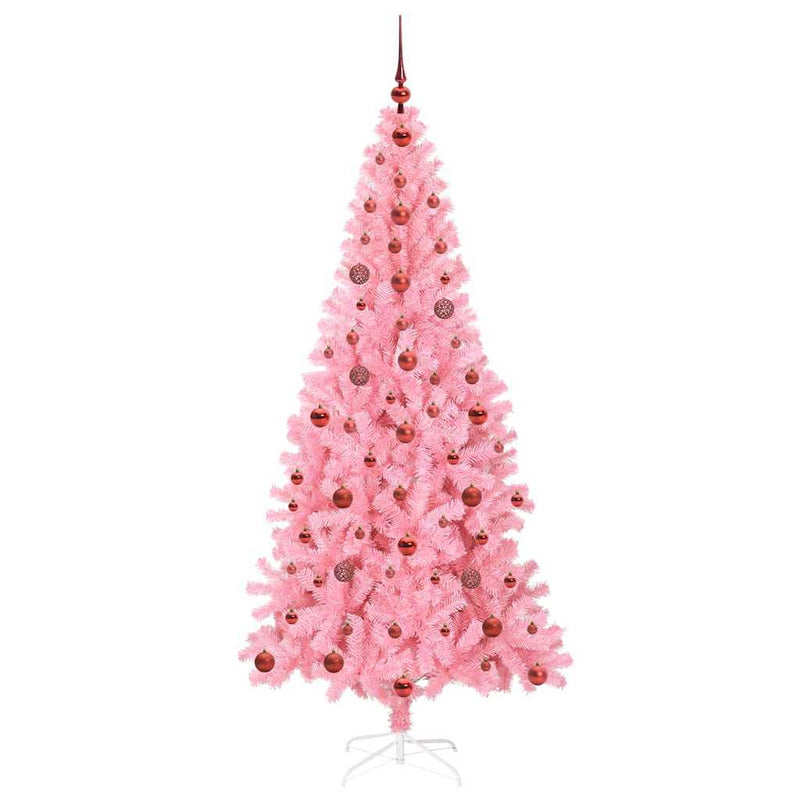 vidaXL Karácsonyfa 300 LED-del állvánnyal Rózsaszín 210 cm PVC