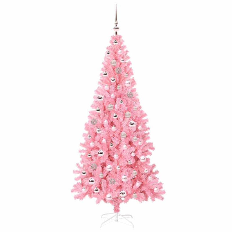 vidaXL Karácsonyfa 300 LED-del állvánnyal Rózsaszín 210 cm PVC