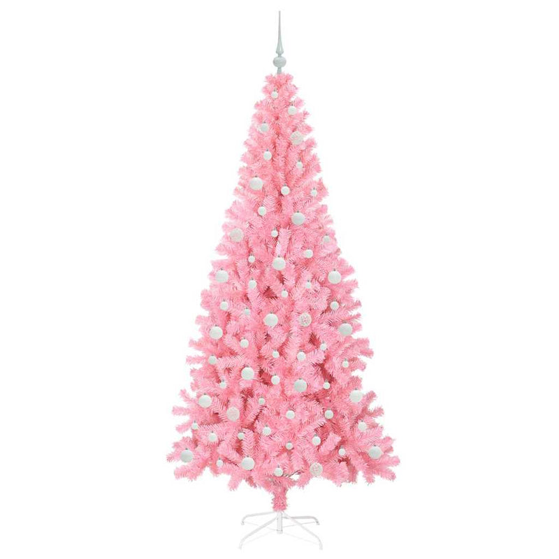 vidaXL Karácsonyfa 300 LED-del állvánnyal Rózsaszín 210 cm PVC