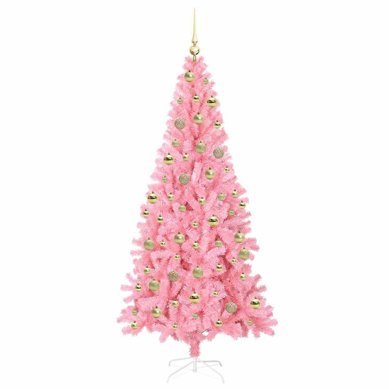vidaXL Karácsonyfa 300 LED-del állvánnyal Rózsaszín 210 cm PVC