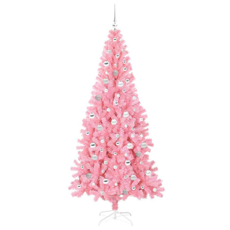vidaXL Karácsonyfa 300 LED-del állvánnyal Rózsaszín 210 cm PVC