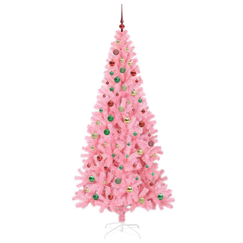 vidaXL Karácsonyfa 300 LED-del állvánnyal Rózsaszín 210 cm PVC