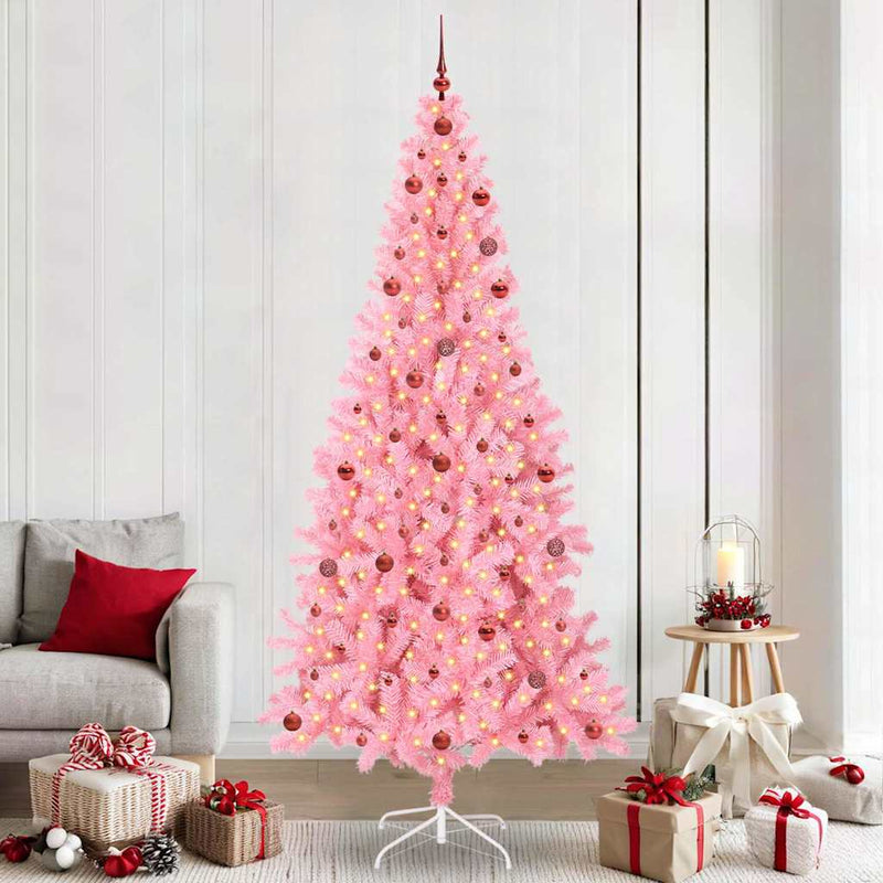 vidaXL Karácsonyfa 300 LED-del állvánnyal Rózsaszín 240 cm PVC
