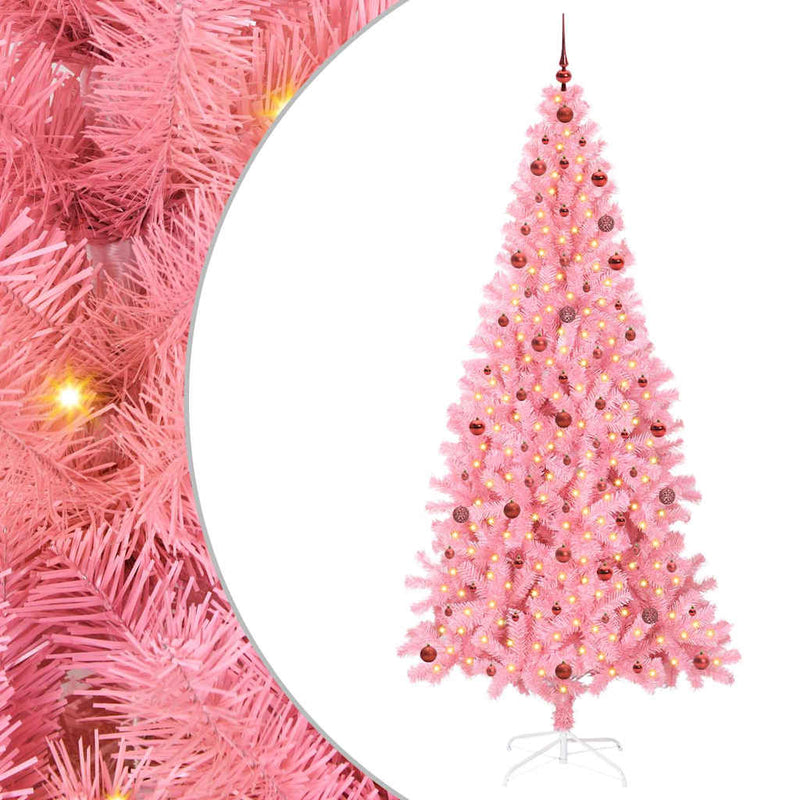 vidaXL Karácsonyfa 300 LED-del állvánnyal Rózsaszín 240 cm PVC