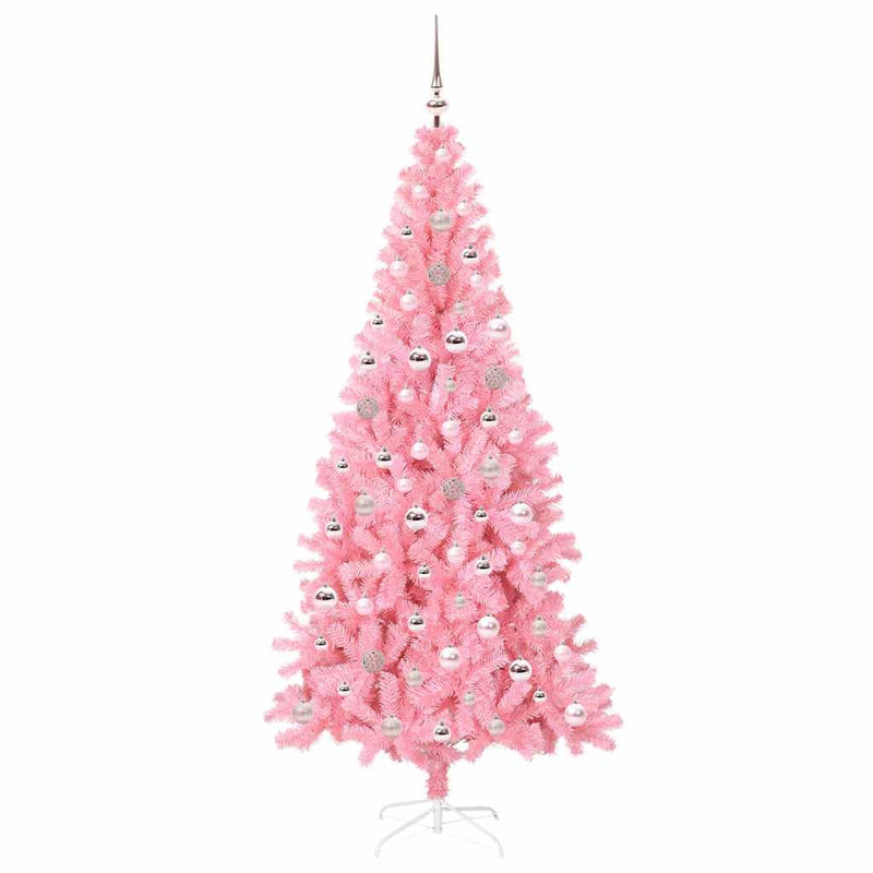 vidaXL Karácsonyfa 300 LED-del állvánnyal Rózsaszín 240 cm PVC