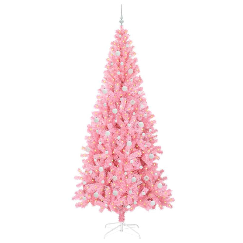 vidaXL Karácsonyfa 300 LED-del állvánnyal Rózsaszín 240 cm PVC