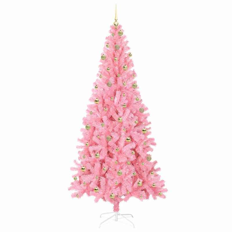 vidaXL Karácsonyfa 300 LED-del állvánnyal Rózsaszín 240 cm PVC