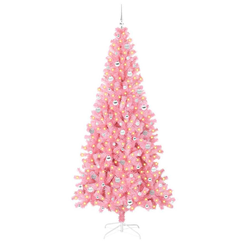 vidaXL Karácsonyfa 300 LED-del állvánnyal Rózsaszín 240 cm PVC