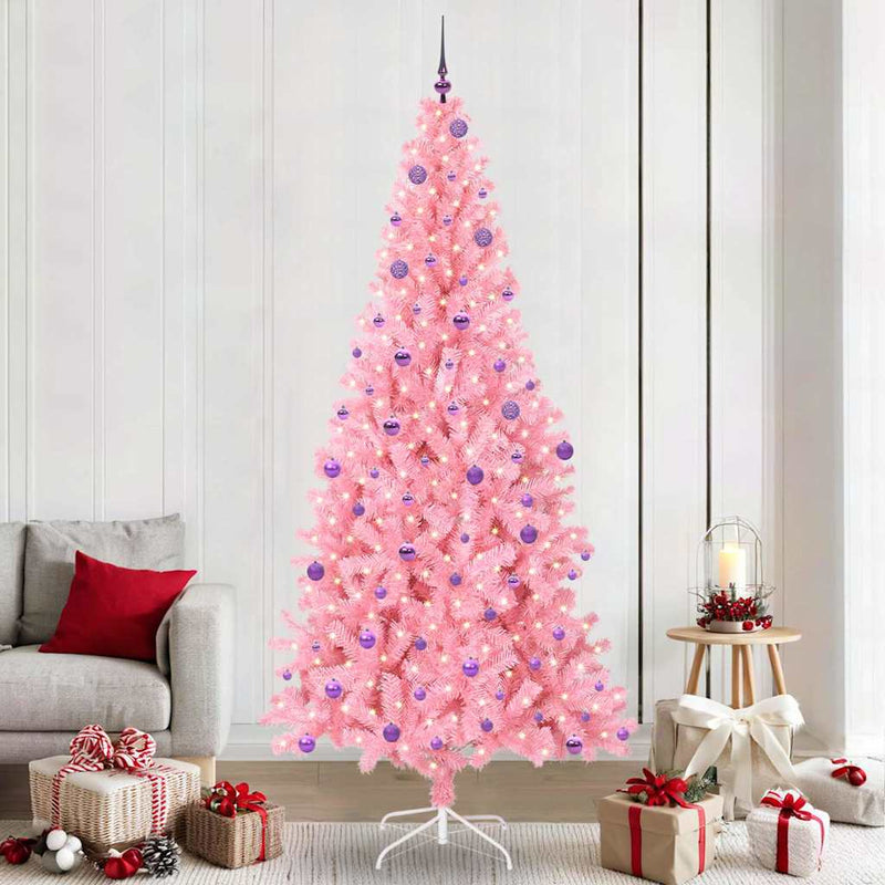 vidaXL Karácsonyfa 300 LED-del állvánnyal Rózsaszín 240 cm PVC