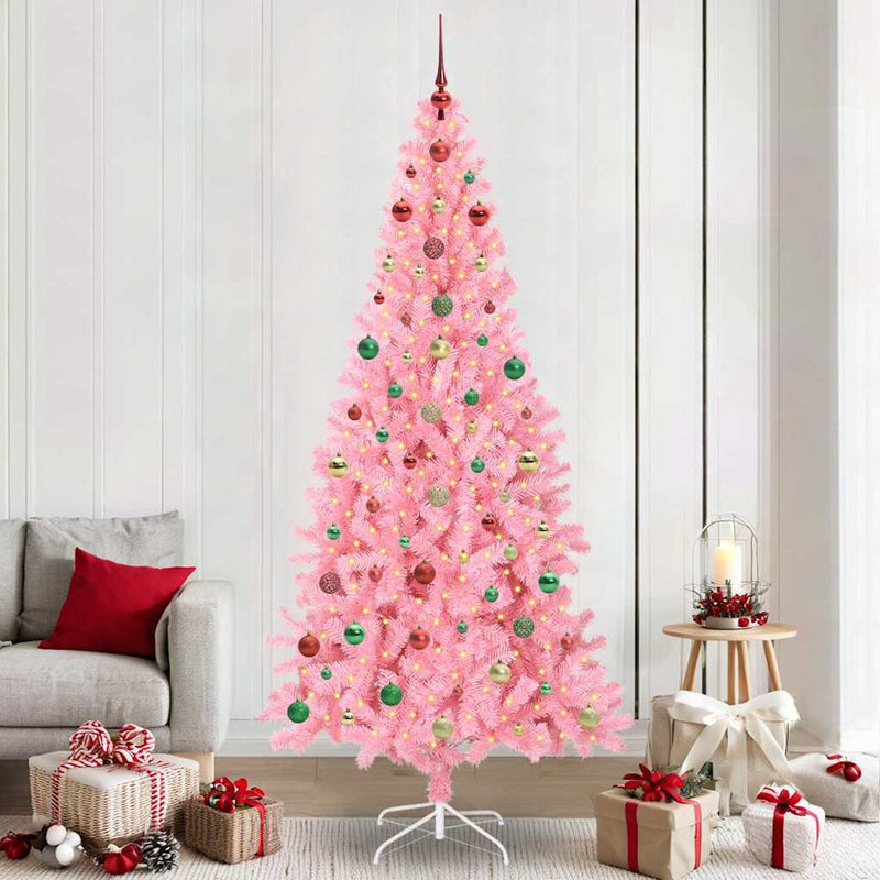 vidaXL Karácsonyfa 300 LED-del állvánnyal Rózsaszín 240 cm PVC