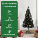 vidaXL Karácsonyfa 150 LED-del állvánnyal Fekete 120 cm PVC