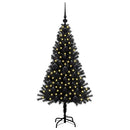 vidaXL Karácsonyfa 150 LED-del állvánnyal Fekete 120 cm PVC
