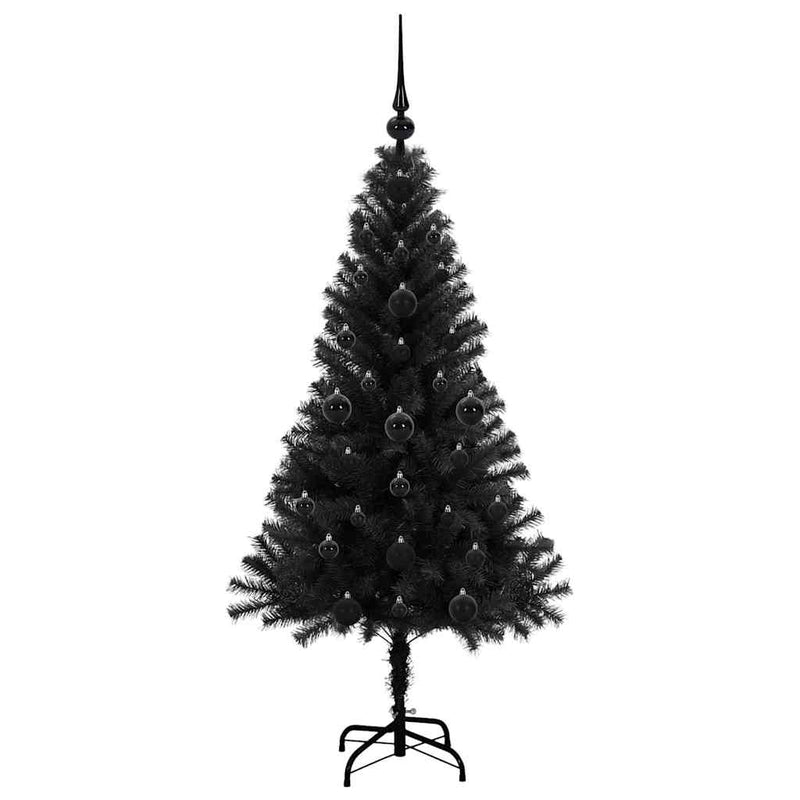 vidaXL Karácsonyfa 150 LED-del állvánnyal Fekete 120 cm PVC