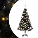 vidaXL Karácsonyfa 150 LED-del állvánnyal Fekete 120 cm PVC
