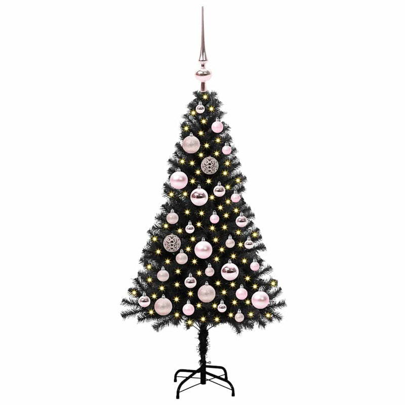 vidaXL Karácsonyfa 150 LED-del állvánnyal Fekete 120 cm PVC