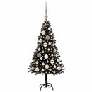 vidaXL Karácsonyfa 150 LED-del állvánnyal Fekete 120 cm PVC