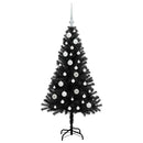 vidaXL Karácsonyfa 150 LED-del állvánnyal Fekete 120 cm PVC