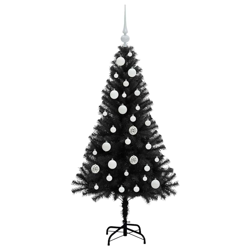 vidaXL Karácsonyfa 150 LED-del állvánnyal Fekete 120 cm PVC
